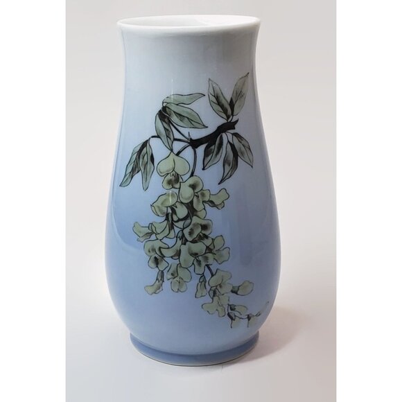 Bing Grondahl B&G Copenhagen Denmark Flowering Wisteria Porcelain Vase 7” Tall - Picture 1 of 4